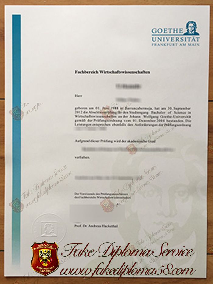 Goethe University Frankfurt diploma