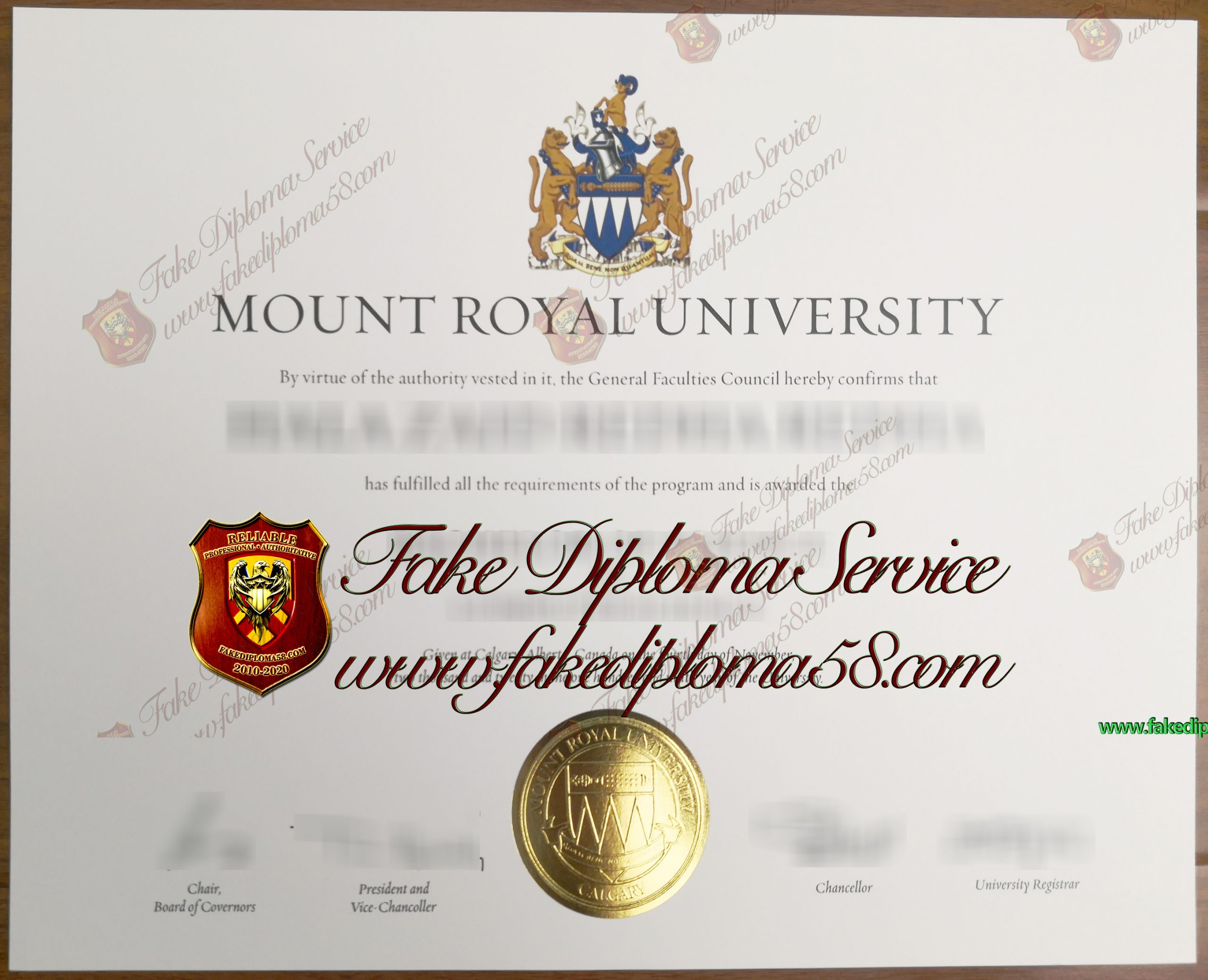 Mount Royal University diploma