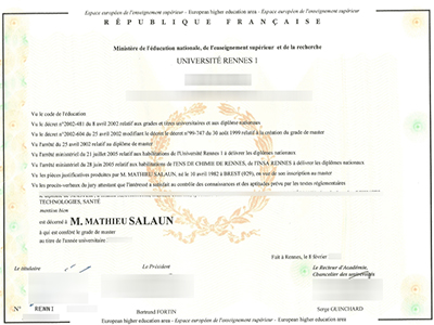 I need a fake French diploma from université Rennes 1