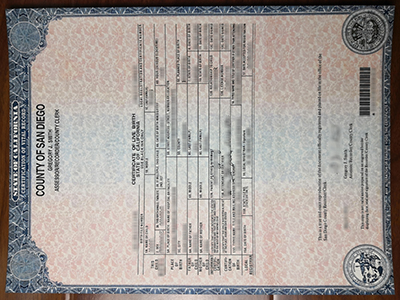 How to buy California birth certificate, County of San Diego birth certificate.