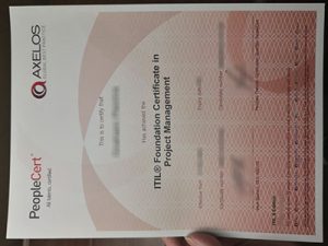 Axelos ITIL Foundation Certificate