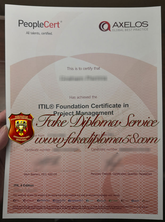 Axelos ITIL Foundation Certificate