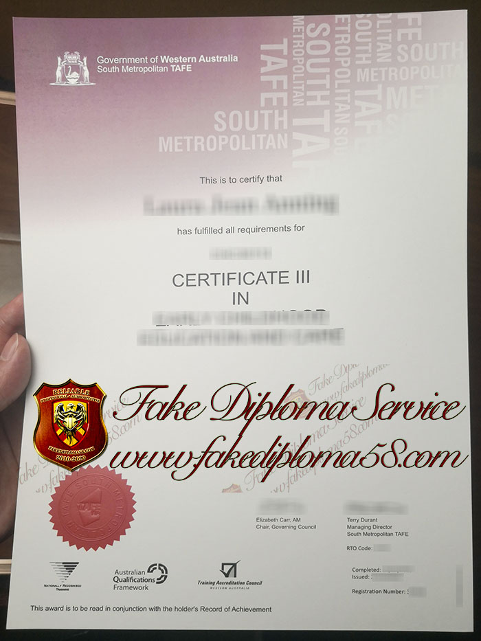 South Metropolitan TAFE certificate