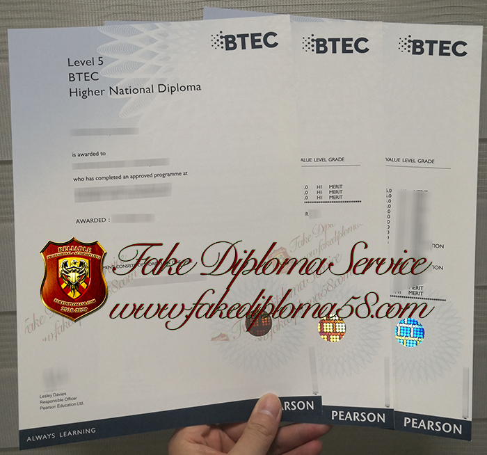 BTEC certificate and transcript