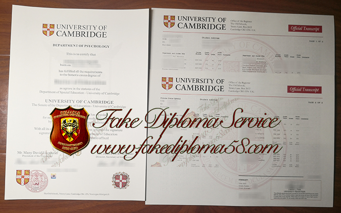 University of Cambridge diploma and transcript