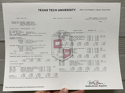 Texas Tech University transcript