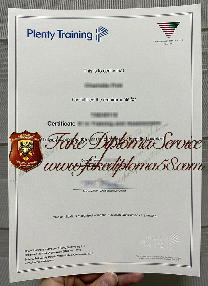 Plenty Training certificate