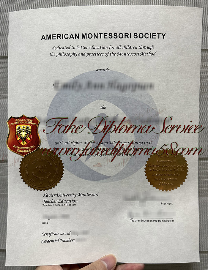 American Montessori Society certificate