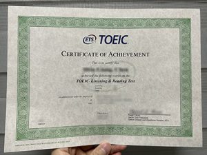 TOEIC certificate of achievement