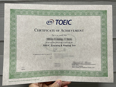 TOEIC certificate of achievement