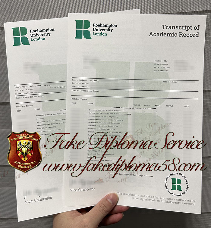 Roehampton University transcript