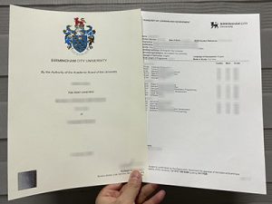 Birmingham City University diploma and transcript