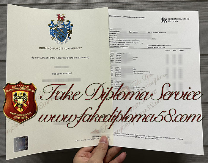 Birmingham City University diploma and transcript