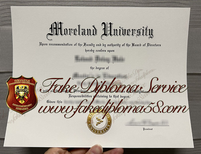 Moreland University diploma