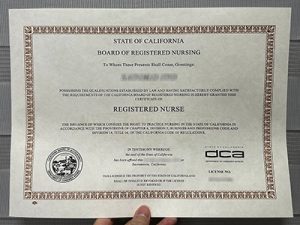 California RN license certificate