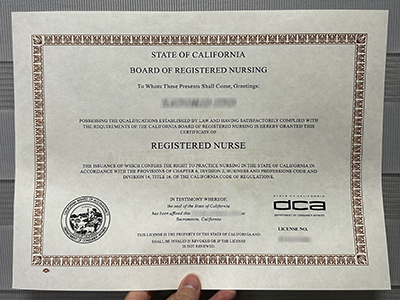 California RN license certificate