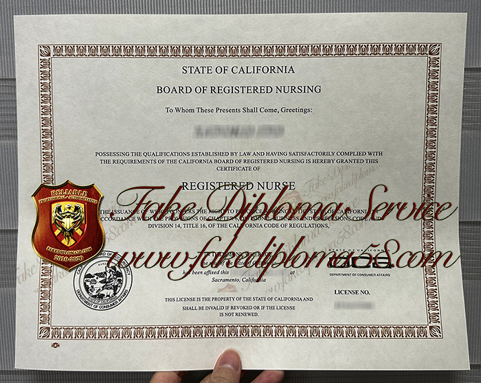 California RN license certificate