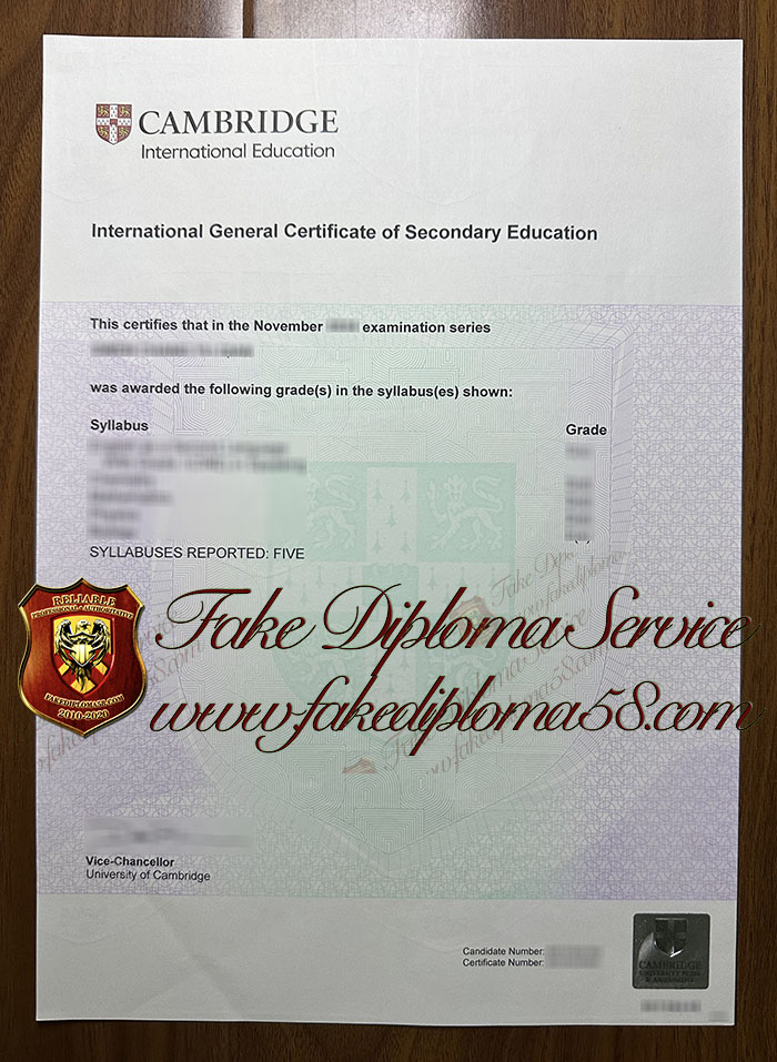 Cambridge IGCSE certificate