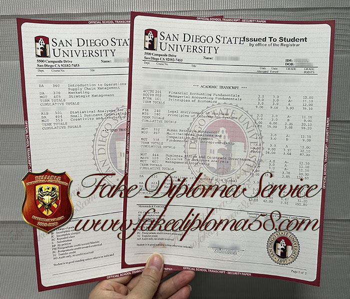 San Diego State University transcript