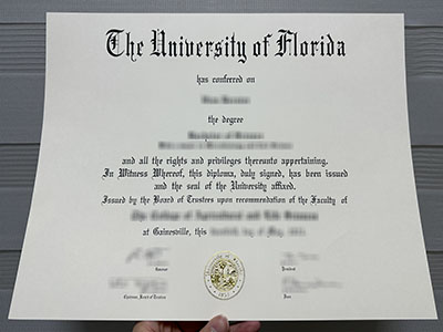 The free sample of a University of Florida diploma.
